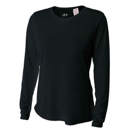 A4 Women’s Cooling Performance Crew Long Sleeve | Moisture-Wicking | Large | Black
