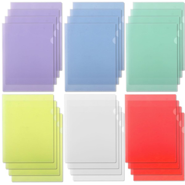 A4 Transparent Plastic Folders Clear，24 Packs 6 Colours Plastic Wallets