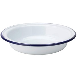 Enamel Blue Rim Pie Plate 18cm - White and Blue Utopia Pie Dish
