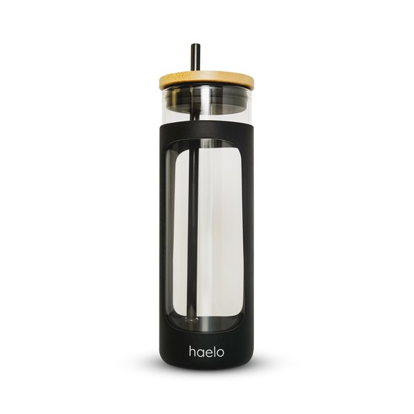 haelo 20oz Glass Tumbler Water Bottle, Iced Coffee Cup with