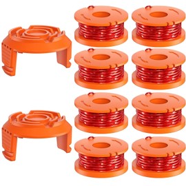 10 Pcs WA0010 Replacement Trimmer Line Spool Compatible with Worx, 0.065 inch Compatible with Worx String Trimmers (8 Line spools+2 Caps)