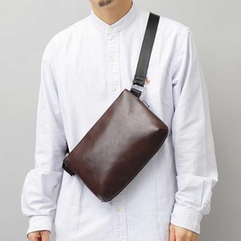 Regista Sacoche 7010 Men's Sacoche Shoulder Bag, Leather, Small, Diagonal, Horizontal Type, dark brown, F