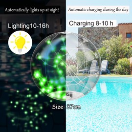 4 Pcs Solar Floating Pool Lights, 14.5" Inflatable LED Pool Balls, IP67 Waterproof Solar Powered Lights, RGB Gradient for Pool Snowy Beach Yard Wedding Party Night Decor