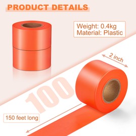 Shangyuan Hunting Trail Marking Ribbon, Non-Adhesive Flagging Tape for Tracking Trees Branches Path Hunt Stand, Fluorescent Ribbon for Deer Dove Hunting Safety, 2" Width, 150' Length, Orange, 2pcs