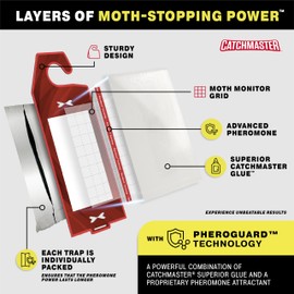 Catchmaster Catchmaster Premium Clothes Moth Traps, XL Sticky Odorless Glue Traps 6PK, Pheromone Attractant, for Closets Wardrobes Cabinet Drawers & Carpet, PheroGuard Technology, Attract Trap and Eliminate Moths