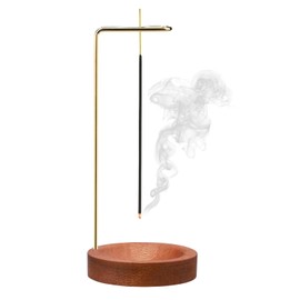 2-in-1 Incense Holder Incense Burner Handmade Wooden Base Incense Bowl Backflow Incense Burner Set for Home Office Decor Yoga Meditation (Brown)