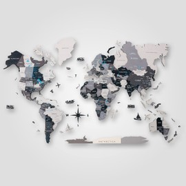 3D Wooden World Map House Decor Living Room 3D Home Wall Art Office Decoration Wood Wall Decor World Map 3D Art Large Travel Gift Office Bedroom (Medium, Nordik)