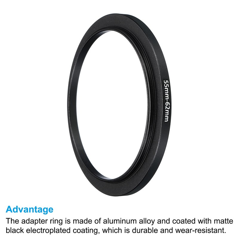 PATIKIL 55mm-62mm Metal Step Up Ring, 2 Pack Camera Lens