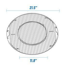 Skyflame Charkettle Double-Side Hinged Cooking Grate, Gourmet BBQ System Replacement Grill Grid Compatible with Weber 8835, Performer, 22" Charcoal Kettle Grills