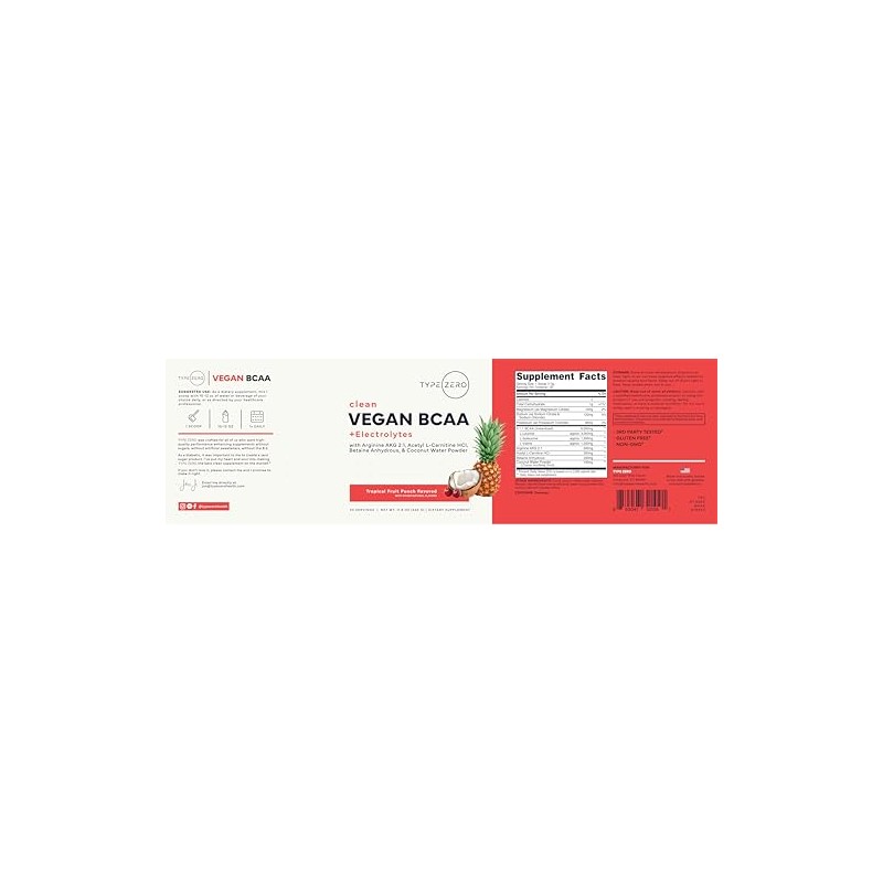 Type Zero- Polvo BCAA Vegano Ultra Limpio Electrolitos (Punzón Hawaiano
