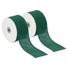 PATIKIL 2.5 Inch Wide 10 Yards Burlap Ribbon, 2pcs Natural Jute Fabric Crafts Roll Gift Wrapping for Party Home DIY Bow Decoration Wedding Christmas, Green