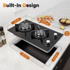 12 Inch Gas Cooktop, 2 Burner Gas Stove, Black Tempered