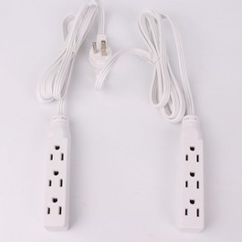 Dual Extension Power Board, 3 Prong Power Socket with Flat Head Plug, 12FT, 6 feet per Side, 6 sockets, Suitable for Behind The Bed, Sofa, Bedside Table, ETL Certified