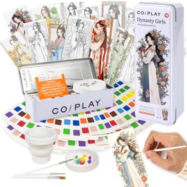 COIPLAY 648 Color Blocks Watercolor Paint Set, 52-Bookmarks, 3 Brushes, Silicone Cup, Dynasty Girls Coloring Books, for All Ages, Travel-Friendly, Easy to Use,No mess, All In One Art Supplies