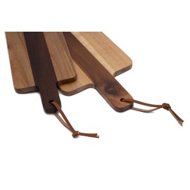 Thirstystone Acacia Wood Charcuterie Boards with Round Handles, Striped Design, Made from All Natural Materials, 2-Piece Set - Meadow