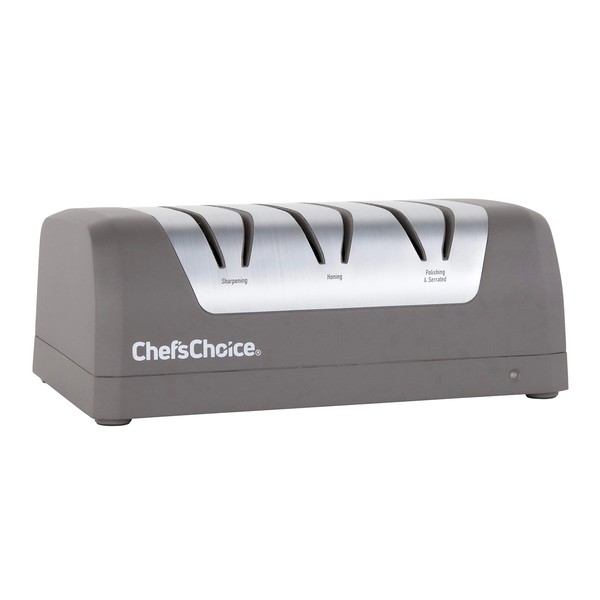 Chef’sChoice SHC32 Electric Knife Sharpeners with Rechargeable Battery for 20-Degree Straight and Serrated Blades using 100-Percent Diamond Abrasives, 3-Stage, Gray