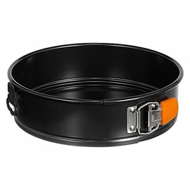 Le Creuset Tortiera Antiaderente Apribile, Rotonda, Diameter 24 cm, Resistente alle Sostanze Acide, Finitura in Acciaio al Carbonio, Antracite,Arancio, 94101125000000