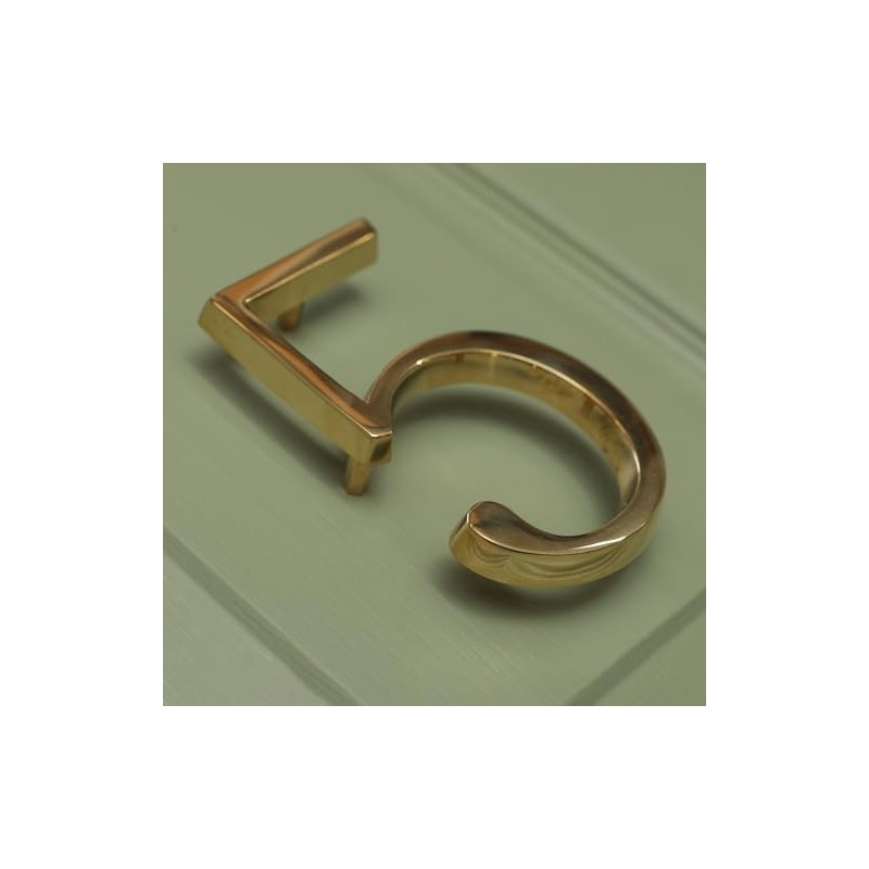 Polished Brass Floatinig House Number | 5 inch Modern Door
