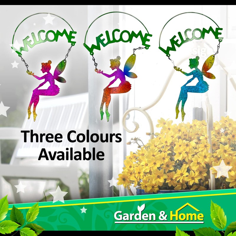 VFM - Garden Fairy Sign Metal Fairy Welcome Sign -
