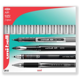 uni-ball Vision Elite - 0.8mm Nib Medium Rollerball Pen - UB-200 - In Gift Box (Pack of 12, Black)
