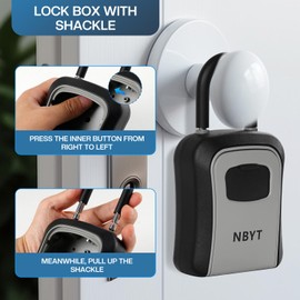 NBYT Portable Combination Lock Keybox for House Keys, Waterproof Key Safe Storage Lock Box With Shackle