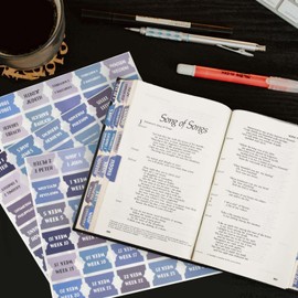 Bible Index Tabs New & Old Testament Tabs Matte Laminated Floral Design Laminated Bible Tabs Bible Journaling Supplies for Women and Men- 122 Pcs (Blue)