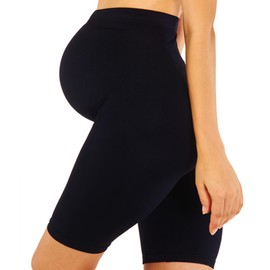 VENDAU Maternity Shapewear for Dresses Thighs Chaffing Pregnancy Underwear Belly Support Shorts Slip Belly Band Baby Shower (X-Large, Black Solid)