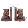 Handcrafted Wooden Owl Bookends, Decorative Book Holders, 17 cm Height,