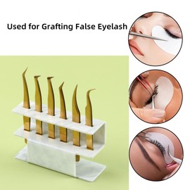LIXIMMAZN Acrylic Tweezers Holder, 6 Holes Tweezers Stand Display Organizer for Eyelash Extension Supplies Accessories Grafting Beauty Tools (6 Holes Marble White)