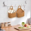 DECHOUS Small Wall Hanging Wicker Storage Basket, Plastic Woven Organizer