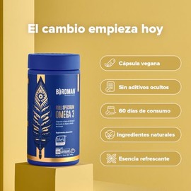 Birdman Full Spectrum Omega 3 Vegano | Algas y Aceite de Linaza | 100% Vegetal, Sin Contaminantes | Cápsula Vegana | 60 Porciones | 120 Cápsulas