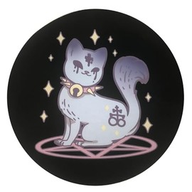 Spooky Kawaii Pastel Goth Mouse Pads - 3mm Thick, 20cm Circumference - Pastel Goth Artwork - Non-Slip, Durable, Smooth Surface for Gaming & Office (Goth Cat)