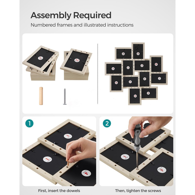 SONGMICS 4x6 Collage Picture Frames, 12-Pack Photo Collage Frame for