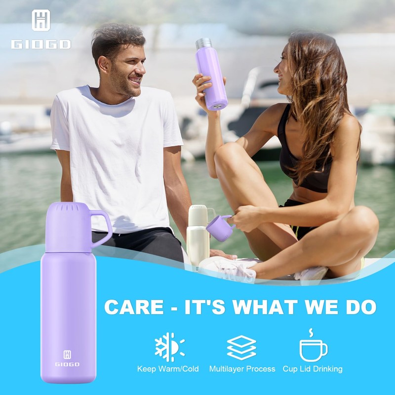 Thermal Flask with Cup 648ml/22oz Flask for Hot Drink, Vacuum