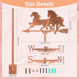 SUPERDANT Horse Weather Vane for Roof Mount Animal Metal Weathervane Wind Direction Indicators Copper Wind Vanes Signs for Farmhouse Yard Outdoor Farm Barn Sheds Garden Patio Decoration