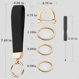 BuitBoll Stretchy Wristlet Keychain, Cute Key Chain Woven Wrist Lanyard Strap Keys Holder for Women Girl Men (Black)