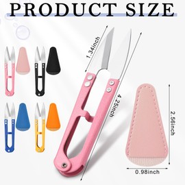 Lasnten 12 Pcs Multicolor Mini Sewing Scissors with 12 Pcs Leather Sheath Cover 4.25 Inch High-carbon Steel Thread Cutter Snips U-shaded Yarn Scissors for Sewing Quilting Knitting DIY Embroidery