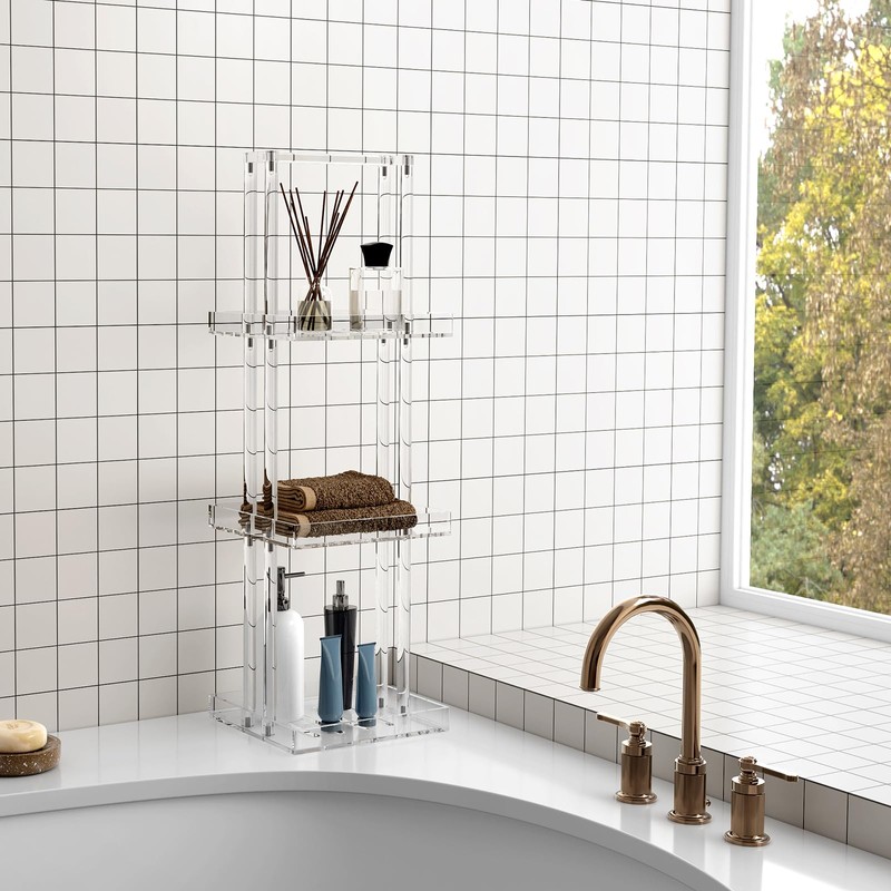 Aquiver Acrylic Standing Shower Caddy - 3 Tier Shower Organizer