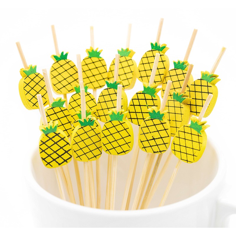 PuTwo Cocktail Picks Handmade Bamboo Toothpicks 100pcs 4.7" in Yellow