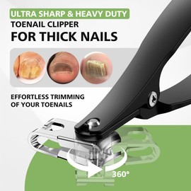 Baluca BALUCA 360 Rotating Jaw Toenail Clippers for Thick Nails for Seniors - Comfortable Grip Handle Fingernail Clippers, Upgraded Design Nail Cutters Trimmer for Men and Women