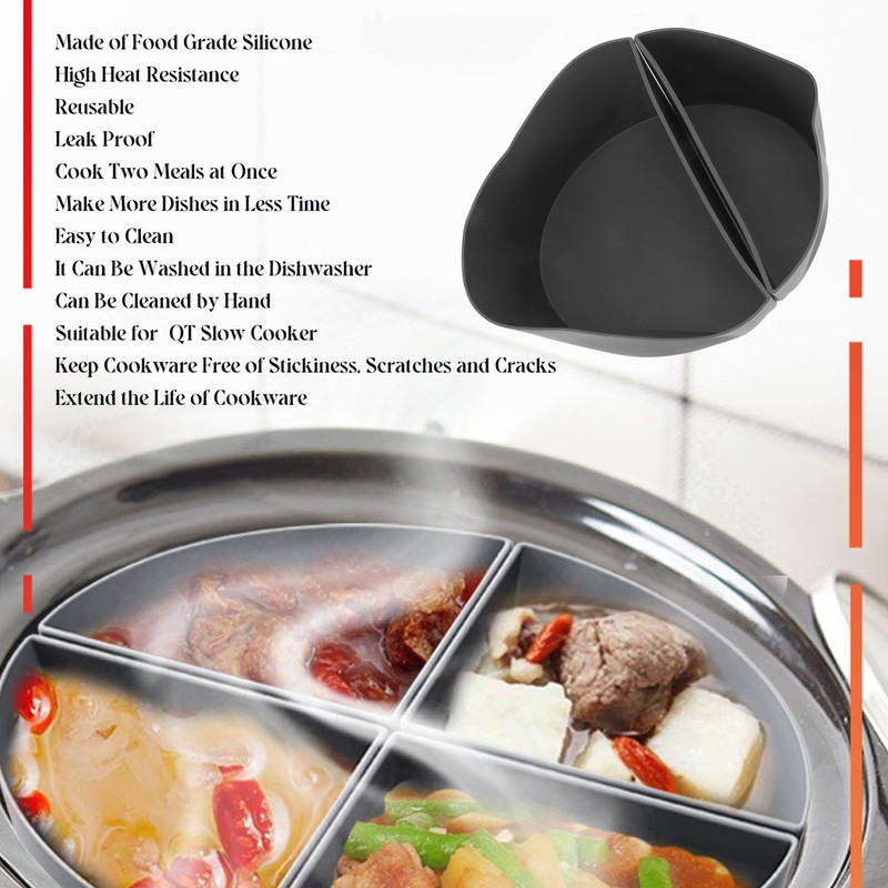 6QT Silicone Slow Cooker Liners Resuable Leakproof 2 in 1