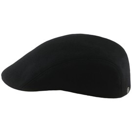 Sterkowski Norte Flat Cap Wool Peaked Cap for Men and Women Warm and Comfortable Flat Cap with Ear Flaps, black