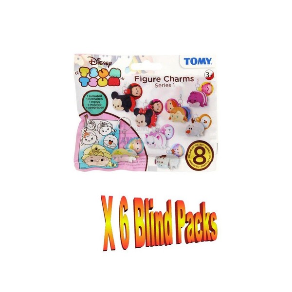 6 x Tsum Tsum Collectable Figure Charms / Danglers / Keyrings (Pack of 6 Individual Blind Bags)
