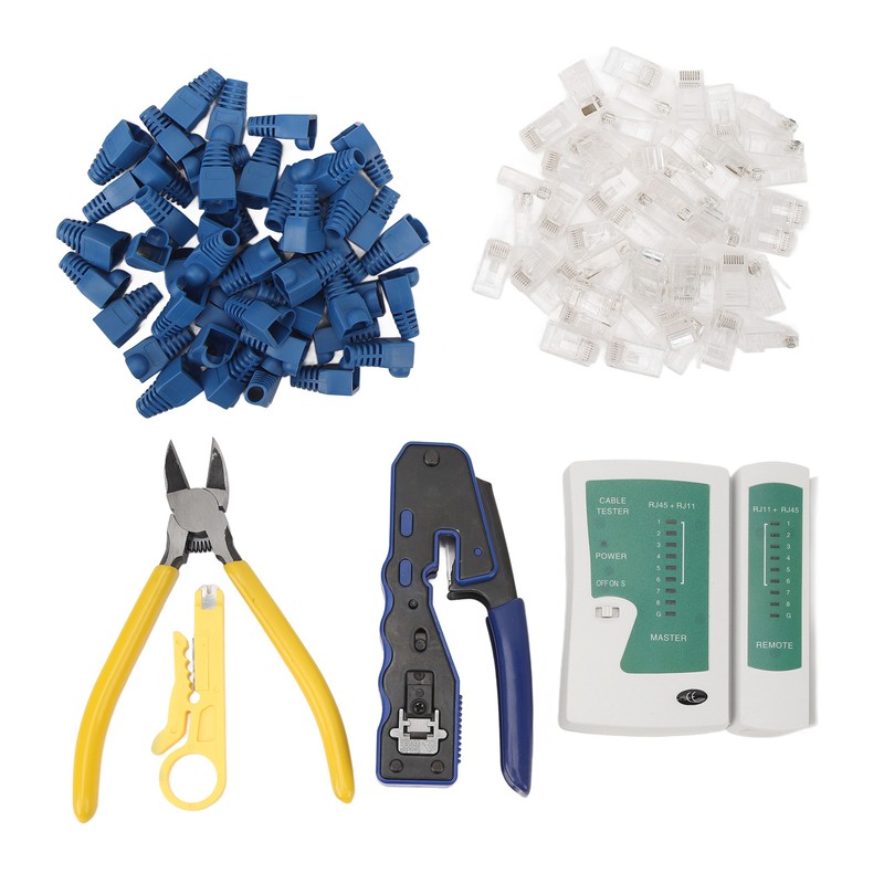 Network Cable Tester RJ45 Crimper Crimping Tool Kit Wire Stripper