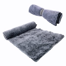 Fur Look Table Runner 28 x 200 cm - Fluffy Faux Fur Ribbon with Colour Gradient - Ideal for Table Decoration & DIY Projects (Mottled Grey)