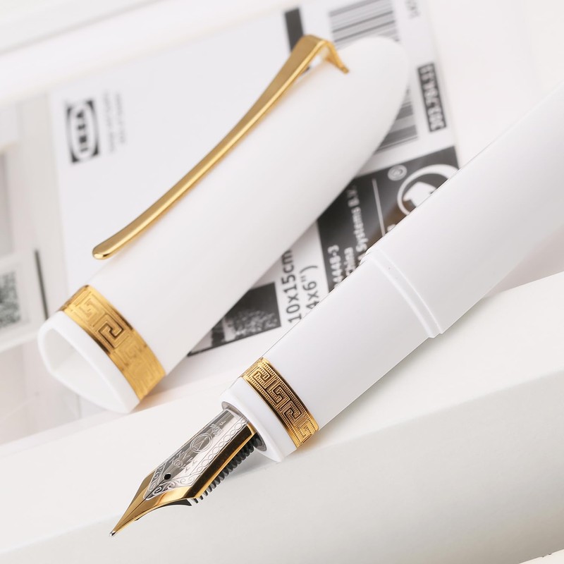 erofa Majohn V60 Triangular Piston Fountain Pen EF Nib, White