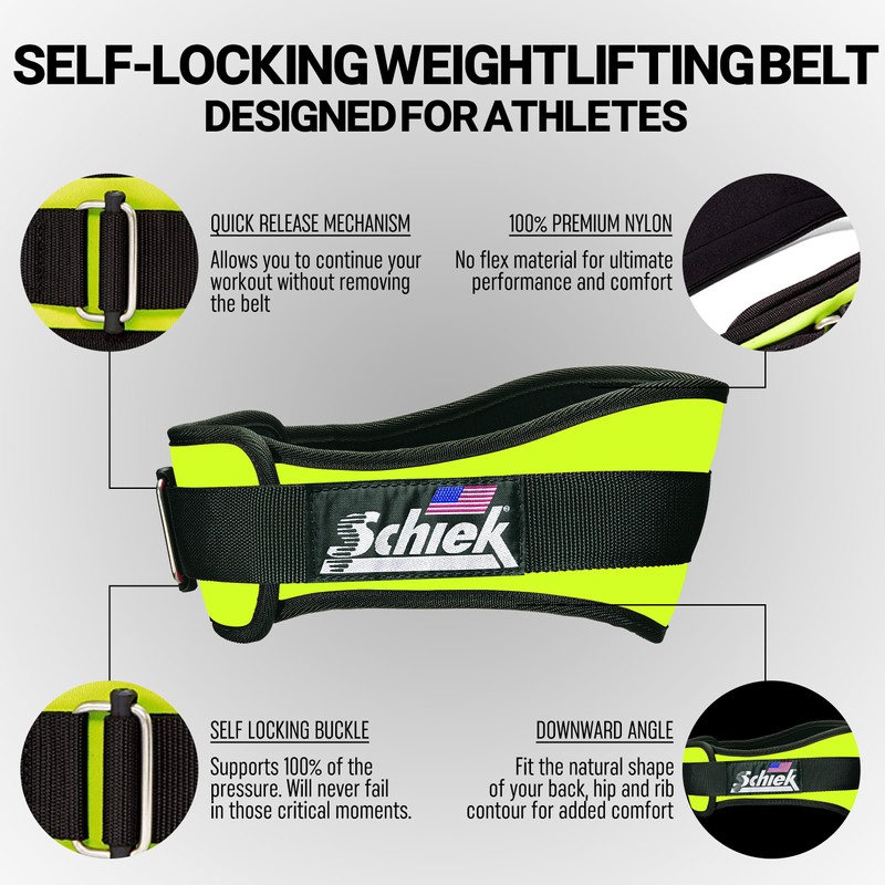 Schiek Sports Fitness Belt Model 2006 in Fluorescent Yellow All