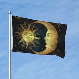 Outdoor Flags Golden Sun and Moon Flags Garden flag Double Sided Yard Flags 3x5FT Spring Summer Holiday Garden Decor for Outside, Lawn, Porch, Balcony.