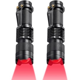 Honoson Red Light Flashlight LED Single Mode Torch 1 Mode Scalable Red Lens Filter Flashlight for Night Astronomy Aviations Observation Beach Safe(2 Pieces)
