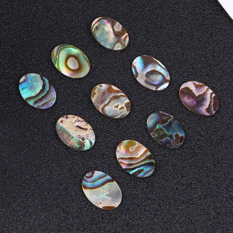 10Pcs Abalone Shell Beads Oval Natural Flat Coin Beads Strand